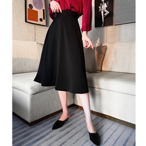 JACOOBS Black Hong Kong Style Skirt Retro High waist Mid-skirt High waist half a-line long skirt ol