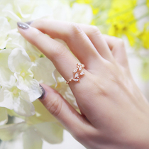 s925 sterling silver leaf ring hipster opening adjustable ring female Japanese and Korean personality hipster index finger tail ring tide