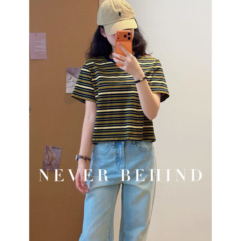 4.4 Never Behind Versatile Striped Casual T-Shirt