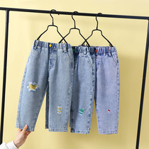 Men and women 2021 New Joker baby jeans foreign-style tide children autumn clothes children pants baby work wear casual pants