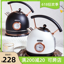 Eurostyle retro electric kettle stainless steel with thermometer automatic power cut home high face value burning boiled water pot 1 8L