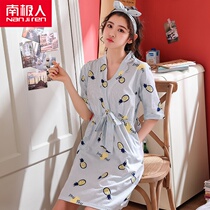 Korean version of nightgown women summer cotton fresh students short sleeve Japanese pajamas sweet cute large size home clothing can be worn outside