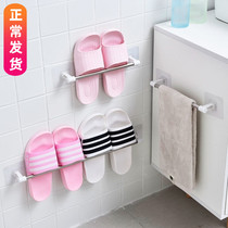 Simple slipper holder free of punching toilet wall-mounted shoe rack towel rack bathroom shelve for home containing shoe holder