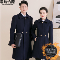 Men and women with the same woolen overalls coat coat business Foreman front desk bank professional wear tweed autumn and winter