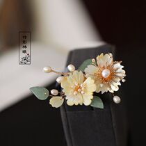 Clip Head Decoration Hair Clip Hair Accessories Fairy Qi Yellow East Mausoleum Pearl Classical Side Clip Women Side Ming System Accessories Hanfu