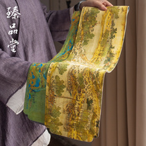 Chinese style velvet tea mat table flag painted tea cloth Zen tea plate mat tea art household table mat kung fu tea set accessories