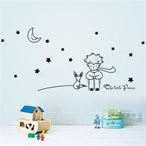 Little Prince and Fox Cartoon Wall Stickers Children Room Ornaments Stickers Hand Painted Style Bedroom Wallpaper Stickers