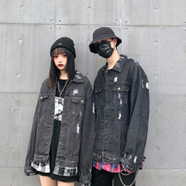 New Factor official store fart baby high street hole denim jacket oversize washed mens and womens jackets