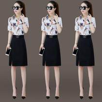 Snow - spinning dress girl in 2022 summer new temperament short sleeve closing and fake two skirts in the long skirt