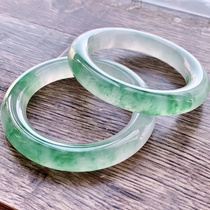 Ice round strip pair bracelet natural a goods jade bracelet Myanmar Yunnan Yang green floating flower jade bracelet Source original stone