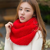 Big red scarf female winter pullover Youth Mens scarf student cold handsome thick thread wool simple
