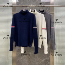 Thom Browne Japanese 21 autumn and winter new tb double-sleeved side webbing turtleneck knitted sweater for men and women