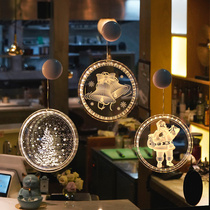 Christmas decorations ins scene arrangement festive dress up creative small hanging ornaments Santa Claus LED glowing door hanging