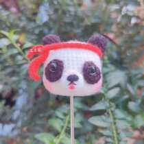 Su Su original crochet wool hand-woven panda cute animal head pendant brooch electronic illustration tutorial