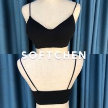 SOFTCHEN with chest pad without steel ring wrap chest underwear Latin dance Sports inside and outside wear wild short suspenders