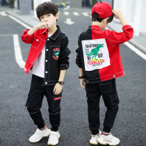 Big boy clothing autumn clothing seven 11 Eight 12 thirteen 13-year-old boy denim suit Primary school boy boy childrens clothes tide