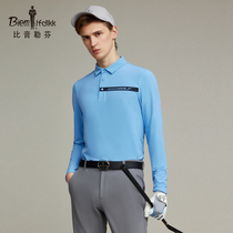 Bhiyin Leuven Spring New High-End Athleisure Lapels Long Sleeve t-Shirt Mens Stretch Anti-Wrinkle Polo Shirt