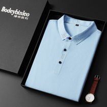 Summer short sleeve T-shirt men loose business leisure lapel ice mercerized cotton lead polo shirt ice feel fresh