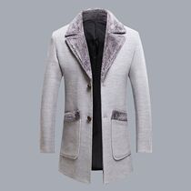 Gross Collar Wind Jersey Mens Spring New Men Business Casual Fur Coats Korean Version Trends Long wool coat