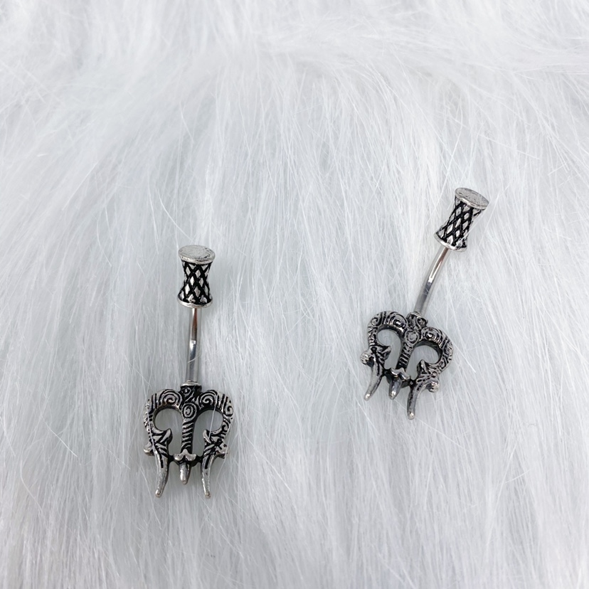 Fairy Punctures American Import Punk Retro Personality Navel Nail 14g Trident belly button Nail Puncture Ornament
