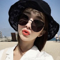 2021 new net red ink mirror female tide retro temperament sunglasses long round face personality Korean cat ear glasses