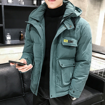 Cotton-padded men's winter 2020 new tide brand padded hooded cotton-padded jacket short trend Korean version of warm men's coat