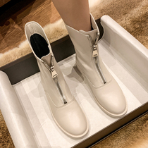 Martin boots British style 2021 New Fashion Net red front zipper ghost Emperor middle boots children thick heel short single boots