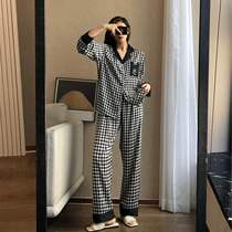 Pajamas female autumn student ins loose Korean version cute ancient long-sleeved cardigan home clothes spring and autumn suit