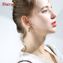 Dela S925 silver needle geometric short high-grade earrings female temperament French elegant niche simple earrings