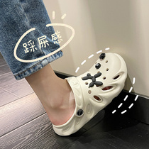 Two Through Holes Shoes Women Summer Non-slip Ins Surge Nurses Baotou Semi Slippers Thick Bottom Medical Beach Sandals Outside