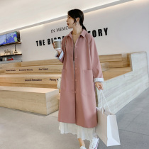 Trench coat womens long small man 2021 Spring and Autumn New hanging feeling this year age reduction popular coat coat coat