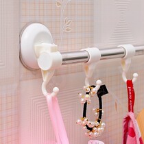 Bathroom suction cup towel rack towel bar non-perforated toilet telescopic toilet clothes bar towel adhesive hook storage