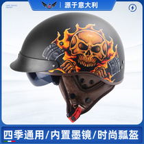 3C certified retro electric motorcycle helmet male and female summer locomotive Harley half-helmets universal safety helmet