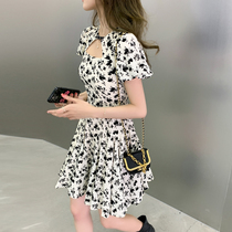 French floral skirt children summer 2021 new summer design sense niche Hepburn thin chiffon dress