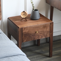  North American black walnut bedside cabinet Nordic log bedside table Japanese simple storage cabinet bedroom full solid wood light cabinet