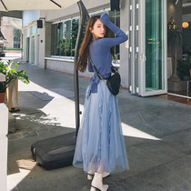 Autumn and winter clothes 2021 New Tide size womens half-body dress autumn fashion two-piece dress High sense