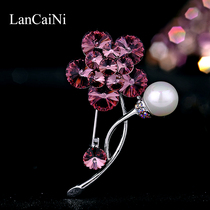 Inlaid with shhua crystal brooch female accessories corsage Korea simple luxury atmosphere high grade coat sweater pin buckle