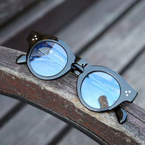 Retro round frame glasses myopia eye frame men handmade plate glasses frame black frame tide with eye myopia mirror 8086