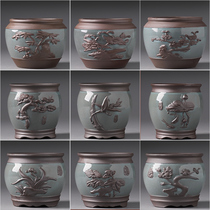 Flower pot ceramic purple sand coarse pottery breathable creative green orchid Phalaenopsis special special price clearance Home Multi-meat pot