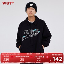 (WUT official store) winter series original design embroidery logo green logo black thick jacket jacket