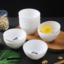 Lome Ya tableware 10 pure white tempered white jade glass bowl household 4 5 inch rice bowl glass bowl noodle bowl