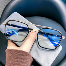 Double Beam Pilot Nearsightedness Glasses Male Tide With Degree Discoloration Ultra Light Full Frame Close Glasses Can Be Matched With Degrees Anti-Blue Light