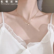 Moon star necklace female sterling silver s925 light luxury niche design sense simple high choker summer temperament