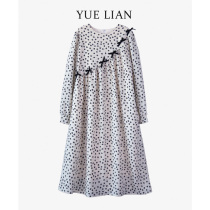 (Hong Kong designer brand) sweet girl texture fabric small flower bow dress female senior sense