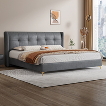 Technology cloth bed modern minimalist bed master bedroom cream style solid wood double bed Nordic light luxury fabric bed marriage bed