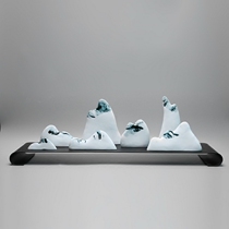 New Chinese Creativity TV Cabinet Xuanguan Sculpture Pendulum Ironware Ceramic Pieces Boilerplate Room Hotel Lobby Soft Decorations