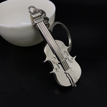 Guitar Violin Car Keychain Men and Women Metal Musical Instrument Key Ring Key Chain Creative Pendant Free lettering
