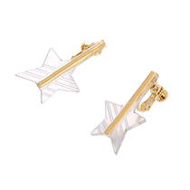 Japanese hipster cool handsome transparent acrylic pentagonal star rock guitar earrings earrings no earrings screw earrings female