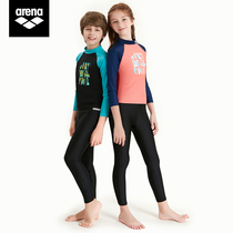 arena arena children and adolescents men and women long sleeve trousers split sunscreen letter printing hot spring swimsuit