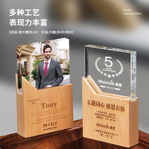 Crystal trophy custom creative medal custom Certificate of honor Anniversary celebration outstanding staff retirement entry souvenir